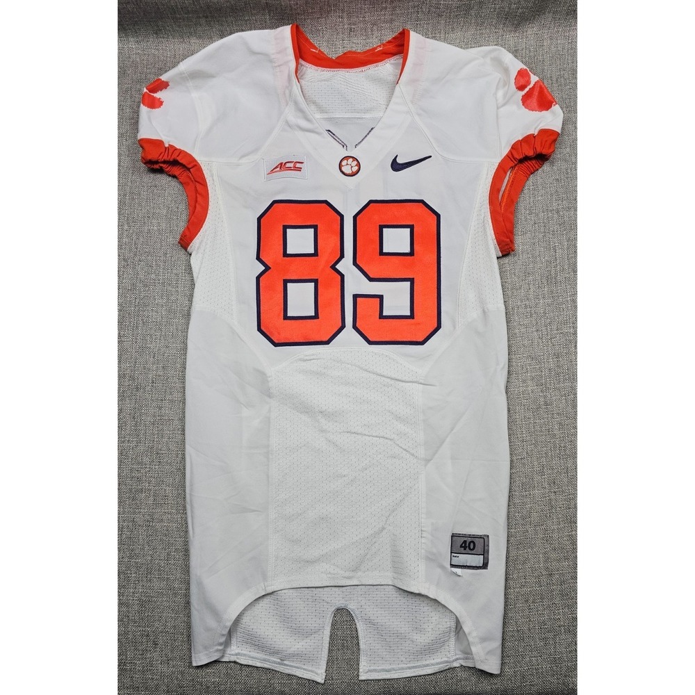 Clemson Tigers Football Jersey Mens 40 L White Game Worn Team Issued Nike #89